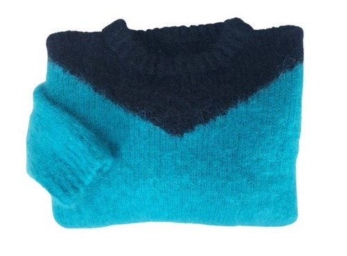 Vintage 80er Mohair Strick Pullover selten Retro Style Pulli Colorblock hell Vintage - Bild 7 von 7