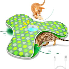 Interactive Cat Toys Rechargeable,Moving Concealed Feathers,Real Mouse Squeaky,T