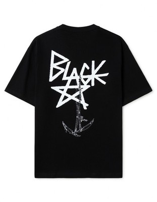 Black Star Anchor Double Sided Graphic Tee Goth Punk Streetwear Memorial Shirt