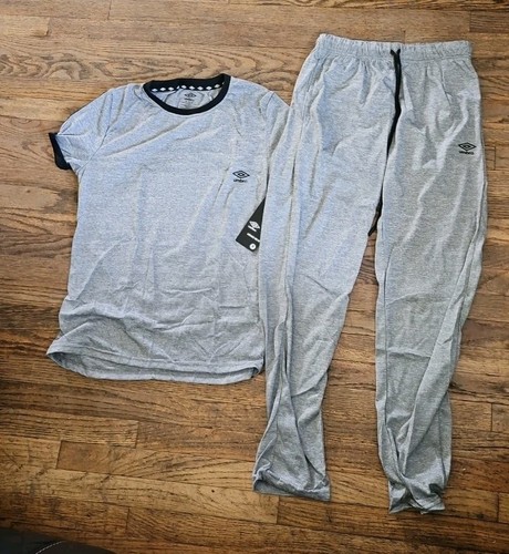 UMBRO Boys Grey Crew Neck Lightweight Lounge Sleepwear Set Size M New - Picture 1 of 16