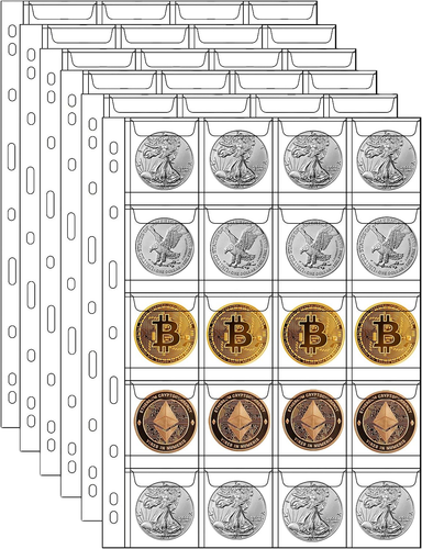 200 Pocket Coin Pages for Collectors, Standard 9-Hole Coin Collection Pages Fit  - Imagen 7 de 12