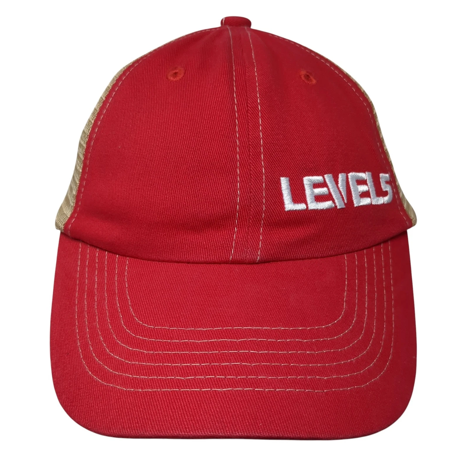 Level 5 Strapback Mesh Back Trucker Hat Red One Size Embroidered Outdoor