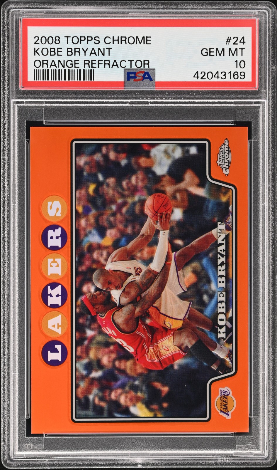 2008 Topps Chrome #24 Kobe Bryant Orange Refractor /499 W/ LEBRON PSA 10 Gem