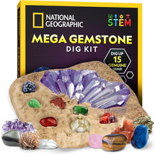 NATIONAL GEOGRAPHIC Mega Gemstone Dig Kit Dig up 15 Real Gemstones and Crystal