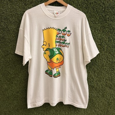 Vintage Bart Simpson Pog Mo Thon Kiss My Ass Ireland Soccer T-Shirt Mens XL 90s