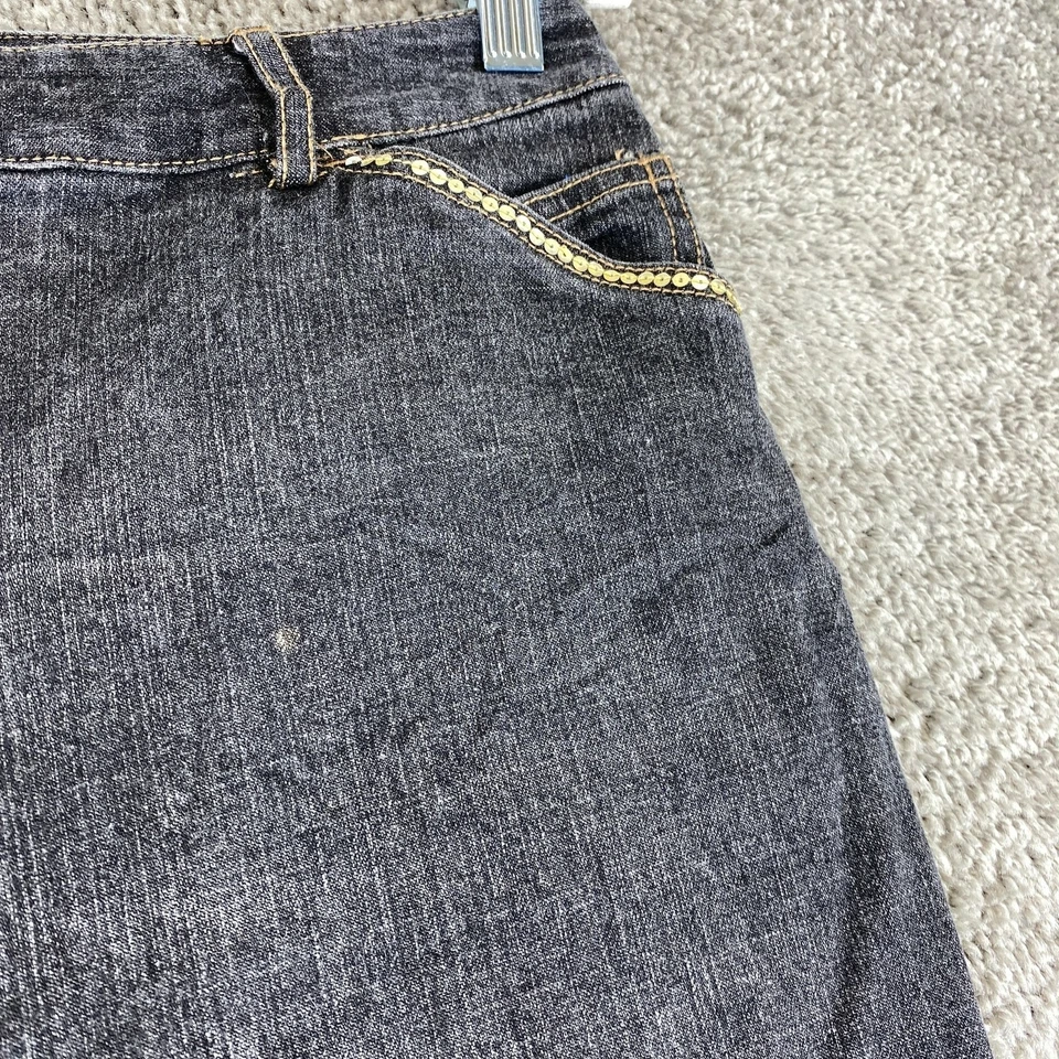 Pantalones de mezclilla informales esquineros elásticos bootcut para mujer talla 8 gris oscuro tiro medio lentejuelas Foto 3 de 4