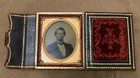 Civil War Era 6th Plate Ambrotype Photo Man Blue Eyes Closed Case