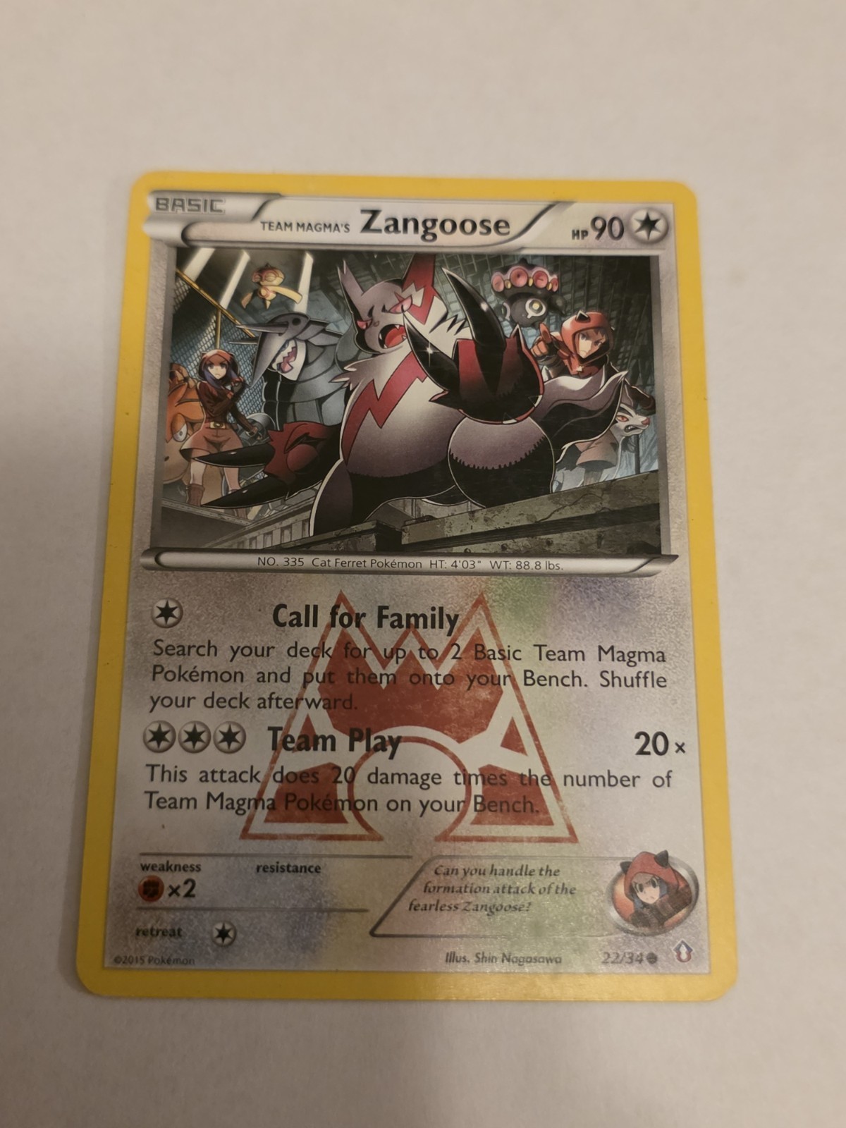 Pokémon Card TCG Team Magma's Zangoose Double Crisis 22/34 Regular Common