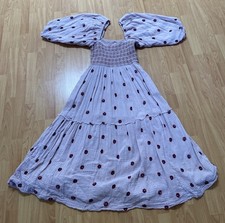 Free People Dahlia Maxi Dress Embroidered Floral Boho Flowy Cotton Size L