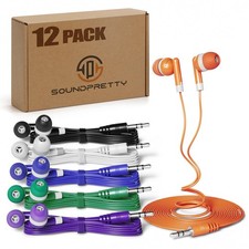 Earbud Headphones Bulk 12 Pack Multicolored Wired Earphones SPT-12MX Individu...