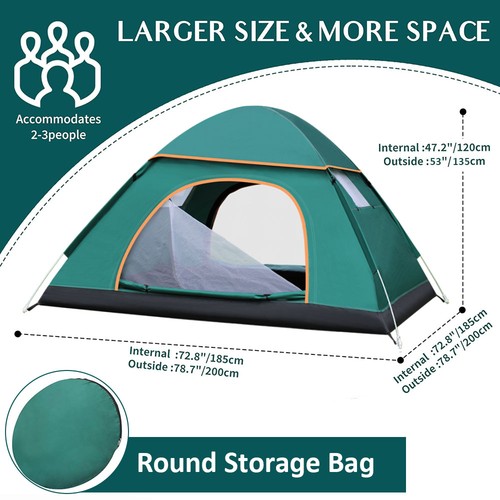 3 Person Waterproof Automatic Instant Pop Up Tent Outdoor Camping Hiking Supply - Picture 18 of 18