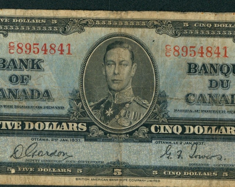 $5 1937 Bank of Canada - Ottawa ** PAPER CURRENCY AUCTIONS