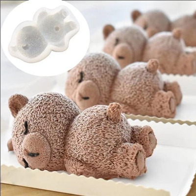 Lying Bear Fondant Mold Chocolate Molds Silicone 3D Animal for DIY Dessert