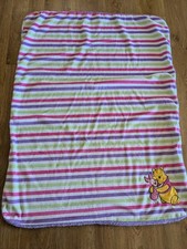 Disney Winnie The Pooh  Piglet Striped Soft Baby Blanket Purple Pink Green