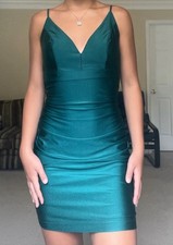 Windsor Bodycon Vneck Teal Green Mini Dress