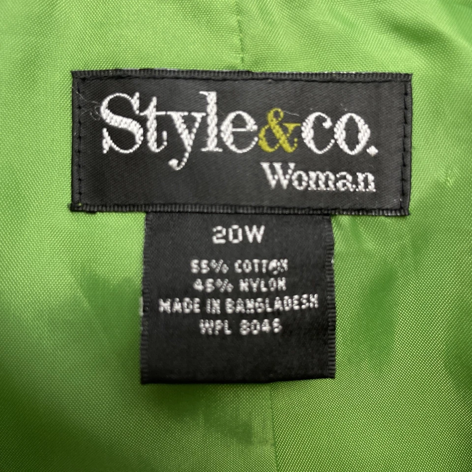 Style & Co Trench Coat Rain Jacket Womens 20W Lime Green Colorful Spring Fall - Image 3 of 4