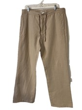 Calvin Klein High-Rise Straight Linen-Blend Pants Size Medium Tie Front 36/30 