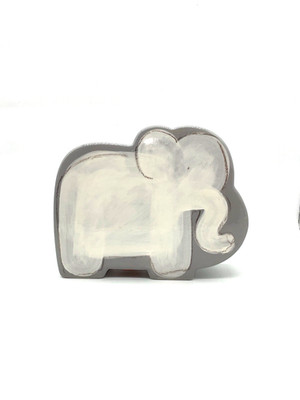 Ceramic Elephant Coin Bank Alex Marshall Studios Gray Modern Crayon Drawing