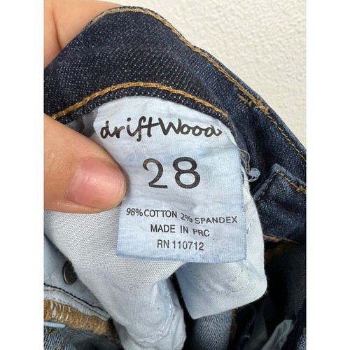 DRIFTWOOD Floral Embroidered Low Rise Skinny Jeans, Distressed, Size 28 - Picture 6 of 7