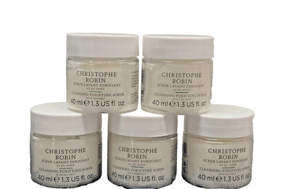 Christophe Robin Cleansing Purifying Scrub w/Sea Salt - Exfoliates - 1.3 oz x5