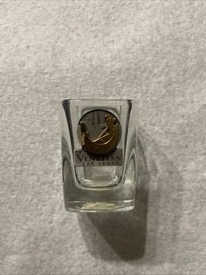 Vintage Rare Shot Glass The Venetian Las Vegas 3D Emblem Square Shot Glass 