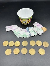 Chuck E Cheese Pizza Where A Kid Can Be A Kid Tokens 1999-2010 with Tickets/Cup
