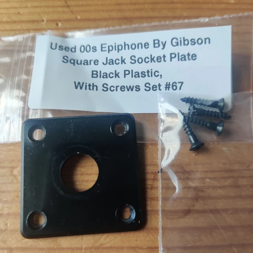 Used 00s Epiphone By Gibson Guitar Jack Socket Plate Square Plastic Black #67