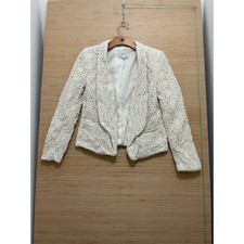 Ann Taylor Loft Petites Floral Lace Blazer Cream Ivory Open Front Jacket 2P