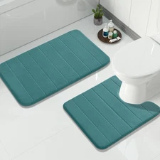 Memory Foam Bath Mat Set 2 Piece - Super Soft Absorbent Quick Dry Bathroom To...