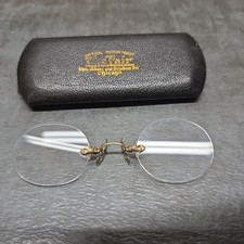 Antique Pince Nez Eyeglasses Frame w/ Case Please Read