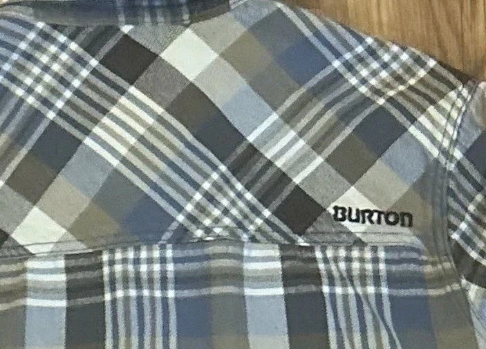 burton flannel plaid long sleeve button up pockets shirt