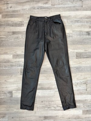 Wilsons Maxima 100% Leather Black Tapered Pants Size 14 Women's Q19