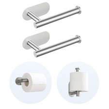 2 Pack No Drill Self-Adhesive Toilet Paper Holder Towel Rack for Bathroom