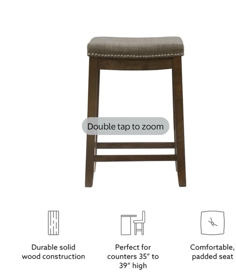 Linon Claridge Barstool Counter Stool #983560GRY01U - Image 4 of 4