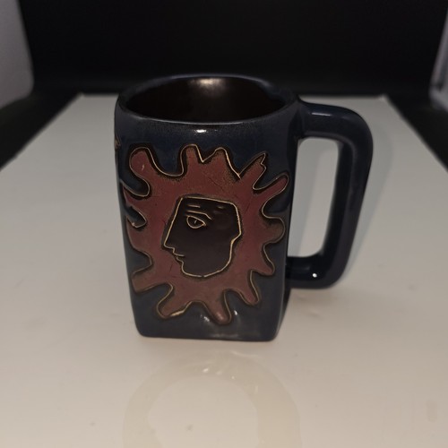 Mara Sun Moon Stars Stoneware Mug Cup Square Base Brown 16 oz Mexico - Picture 4 of 7