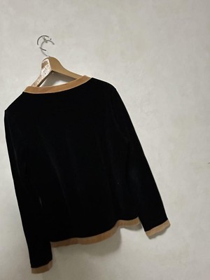 【送料&関税込】Fendi Velvet Top Fendi velvet long sleeve top Black Beige 44 Auth From Japan
