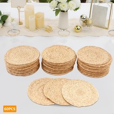 60 Pcs Reusable Round Placemats Bulk Plate Chargers Natural Water Hyacinth Weave