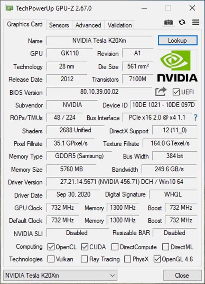 NVIDIA Tesla K20X 6GB Kepler MINING Graphics. W/ NVIDIA TESLA K20C. SKU223833 - Image 4 of 4