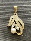 Vintage Trifari Gold Tone Crystal Rhinestone Pendant Estate Jewelry