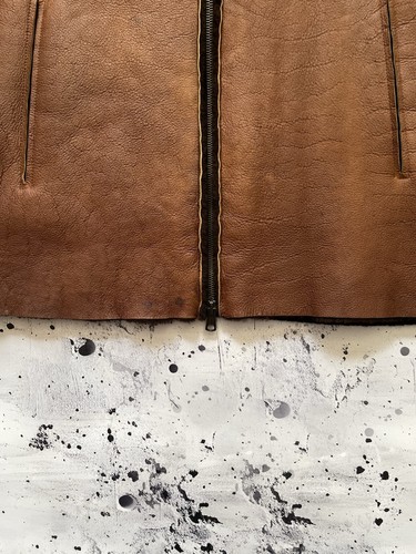 Rare Vintage Kenneth Cole Lambskin Leather Wool Zip Up Brown Jacket Size 52 - Picture 7 of 14