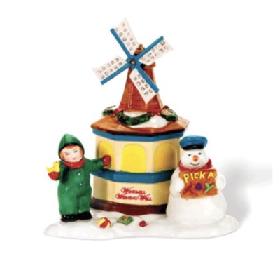 Dept 56 Snow Village Windmill Wishing Well Boy Snowman Village Accessory Piece