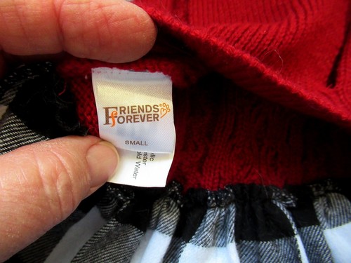 Suéter rojo pequeño Friends Forever Dog, pompones, negro-blanco Buffalo Check Flanne - Imagen 5 de 9