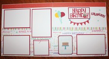 Birthday scrapbook pages 2 each 12 x 12 handmade photo ready girl or boy pages