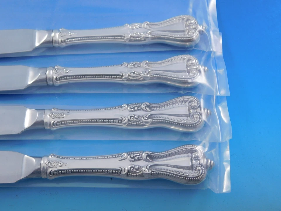 Old Colonial by Towle Sterling Silver Steak Knife Set 4pc Serrated Custom 8 3/4" - Image 3 of 4