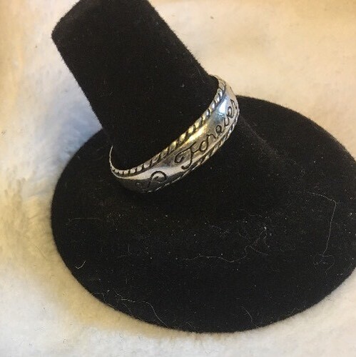 Nachlassverkauf STERLINGSILBER Seil Rand Band Ring "Forever" Größe 8 3/4 - Bild 4 von 7