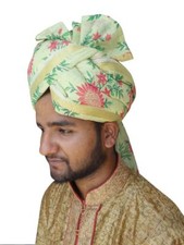 Men Safa Hat Top Indian Flower Print Designer Traditional Groom Wedding Turban