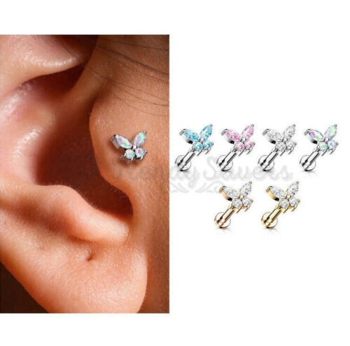 Butterfly Labret Monroe Piercing Lip Studs Helix Cartilage Tragus Conch Earring - Picture 1 of 22