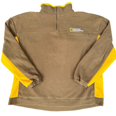 National Geographic Brown Fleece Jumper Sweater Pullover Men's