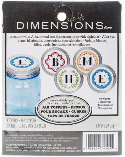 Dimensions Cross Stitch Lid Jar Topper Kits for Mason Jar Lids - YOU PICK - NEW - Picture 13 of 17