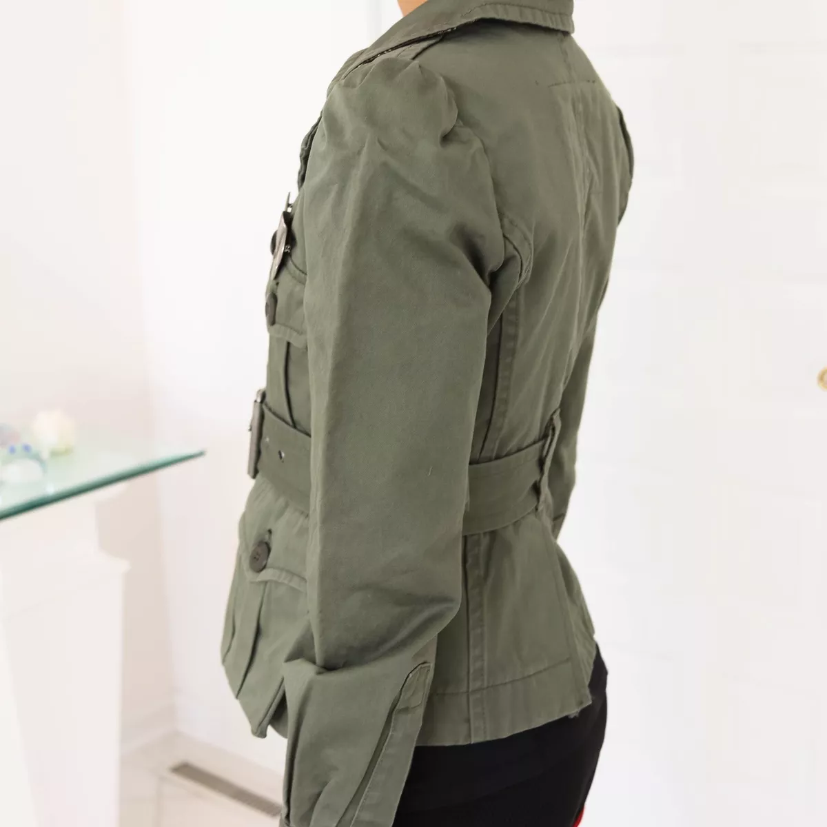 $695 Marc Jacobs Belted Military Jacket w/ Brooch NWT Size 0 Green M4006730 311